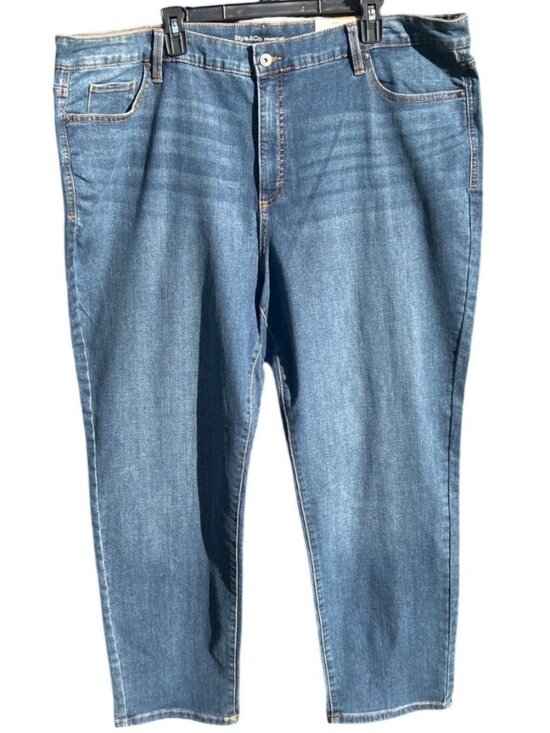 Style & Co Denim - Style & Co Plus Size 24W High Rise Straight Leg Jeans With Slimming Pocket Blue